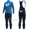 Radbekleidung Radtrikot Langarm + Lang Trägerhose 2020 Movistar Team Winter Thermal Fleece N001